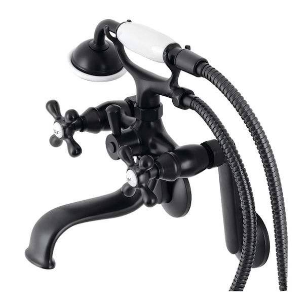 Kingston Brass KS229MB Tub Wall Mount Clawfoot Tub Faucet with Hand Shower, Matte Black KS229MB - main